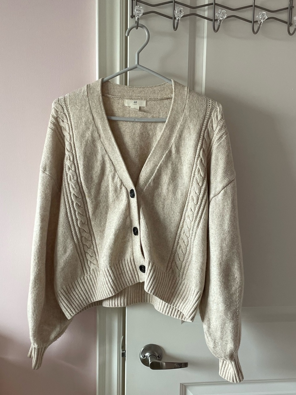 H&M cropped cable knit cardigan